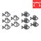 Group of sea fishes line and glyph icon, sea fish and ocean animals, fishes vector icon, vector graphics, editable