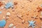 A group of sea shells and starfish on a sandy beach. AI generative image