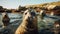 A group of seals basking in the sun. AI Generative