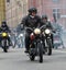 Group of senior bikers on old fashioned motorcycles