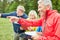 Group of seniors enjoys geocaching