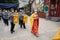 A Group of servants brings the offerings in a flock for the temple