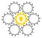 Group Of Seven Graphic Gears Idea Middle Gray And Yellow