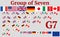 Group of Seven. Set of flags of G7 member countries. Official proportion. Correct colors. Vector