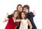 Group shot of a family with thumbs up isolated