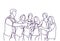 Group Of Sketch People Cheers Glasses Doodle Men And Women Toasting Party Or Celebration Concept