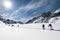 Group of ski mountaineers during a trip on the alps