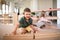 Group of small nursery school children playing indoors in classroom, montessori learning.