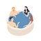 Group of smiling friends relaxing in jacuzzi vector flat illustration. Cartoon positive people in swimming pool isolated