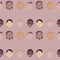 a group of smiling men, many people, different nationalities in pastel colors on a pink background. concept of individuality and