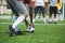 Group of soccer players during soccer match on pitch