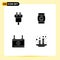 Group of Solid Glyphs Signs and Symbols for charge, accumulator, electric, bottle, energy