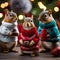 A group of squirrels in miniature Christmas sweaters, gathering acorns for the holidays3