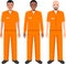 Group of Standing Prisoner Person in Traditional in Prison Clothes Character Icon in Flat Style. Vector Illustration