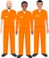 Group of Standing Prisoner Person in Traditional in Prison Clothes Character Icon in Flat Style. Vector Illustration