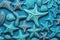 A group of starfish on a blue background. AI generative image