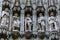 Group of statues from medieval facade on Grand Place in Brussels Belgium