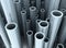 Group of steel tubes close up top view