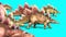 Group Stegosaurus Walk Dinosaurs Blue Screen 3D Rendering Animation