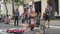 Group of street musicians playing at street