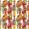 Group street musicians seamless color pattern