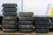 Group of studded snow tires for rally for use in winter rally stages