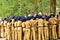 Group of student police from kerala gathered under a tree