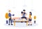 Group of student study together. Vector illustration flat cartoon design. Teenager college woman and man learning with friends