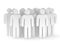Group of stylized blank people stand on white
