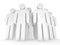 Group of stylized blank people stand on white