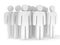 Group of stylized blank people stand on white