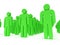 Group of stylized green people stand on white