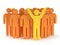 Group of stylized orange people with teamleader