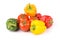 Group of sweet vegetables: yellow, orange, green, red paprika and freshness tomatoes.