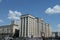 Group of tactical front-line bombers with variable sweep wing Su-24M Fencer in the skies over Moscow during the parade dedicated