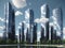 A Group Of Tall Buildings Sitting Next To A Body Of Water. Generative AI