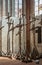 Group of tall wrapped crosses, Marienkirche, Lubeck, Germany