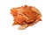 Group of tasty beer snacks. Dehydrated chicken meat slices