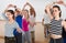 Group of teen dancing salsa in dance studio