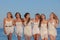 Group teen girls vacation