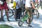 Group of teenagers with bicycles in the Park