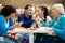 Group of teenagers enjoying in lunch