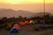 Group of tents in mountain .