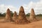 Group of termite mound nests. Generate ai