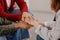 group therapy of couple psychologist moral support and mental health. close up of hands