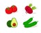 group tomatoes, avocado, radish and cucumber. fresh vegetable clipart icon.