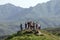 Group of Tourists in Mountains, VAYOTS DZOR, JULY 16, ARMENIA