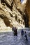 Group of tourists in Narrow canyon in Zion.