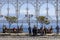 Group of tourists at the observation point Saint Anthony square, Castelmola, Sicily, Italy