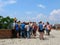 Group of tourists on observation point in Wawel Castle